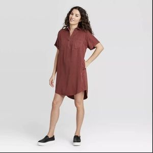 NWOT! Maroon shirt dress w/ pockets